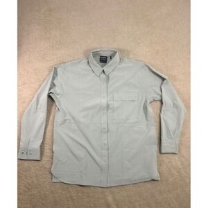 Prana Long Sleeve Snap Button Up Shirt Light Gray Performance Outdoor Mens Small